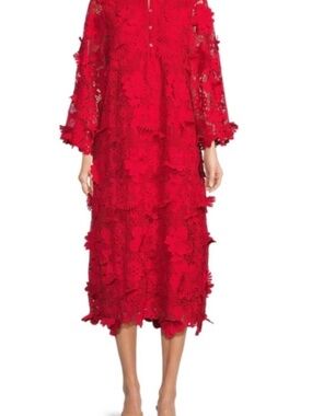 J Marie "Seraphina" 3D Red Floral Lace Dress